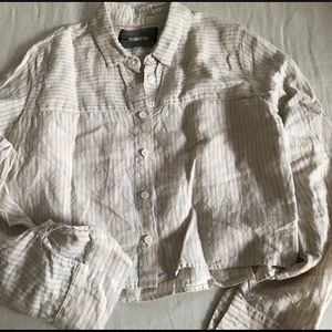 Reformation Faded Yellow-White Pinstriped Crop